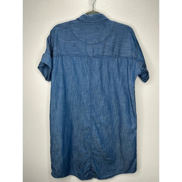 Blank NYC Medium Blue Denim Short Sleeve Pocket Jean Shirt Dress S - Picture 9 of 14